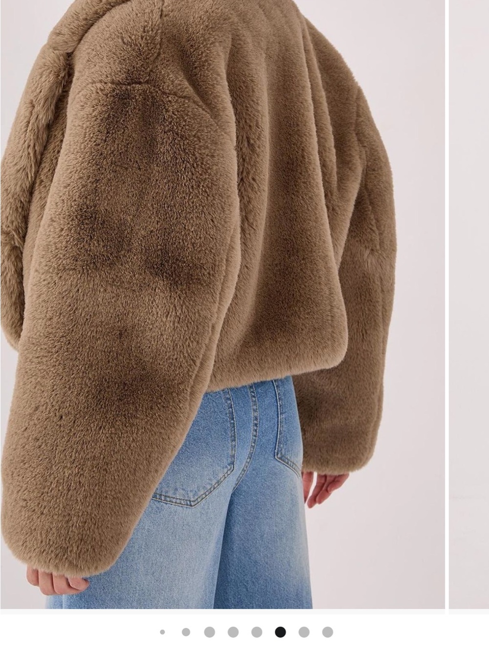 Nasty Gal Plush Teddy Cropped Jacket Faux Fur in Mink - Picture 4 of 7